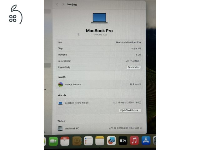 M1, 13”, 512 GB, 2020 modell