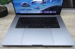 Apple MacBook Pro 16” (2021, M1 Pro) – Liquid Retina XDR + ProMotion 120 Hz, akár 21 óra – 16 GB RAM – 512 GB SSD – Használt, megkímélt – 581 ciklus / 86% akku – 3 hónap garancia