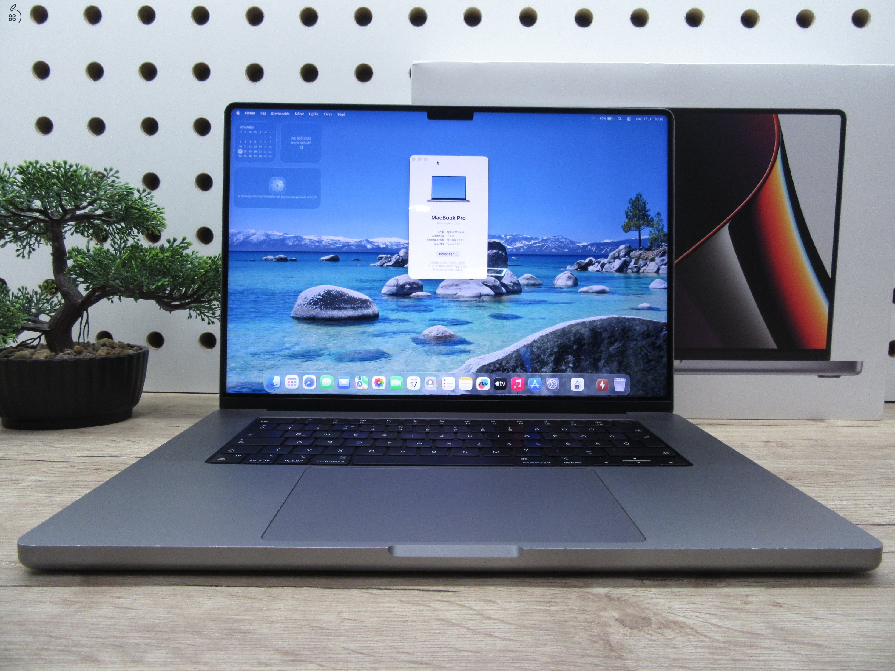 Apple MacBook Pro 16” (2021, M1 Pro) – Liquid Retina XDR + ProMotion 120 Hz, akár 21 óra – 16 GB RAM – 512 GB SSD – Használt, megkímélt – 581 ciklus / 86% akku – 3 hónap garancia
