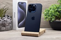 Hibátlan iPhone 15 Pro Blue Titanium 128GB 2 ÉV Garanciával Számlával 91% Akku