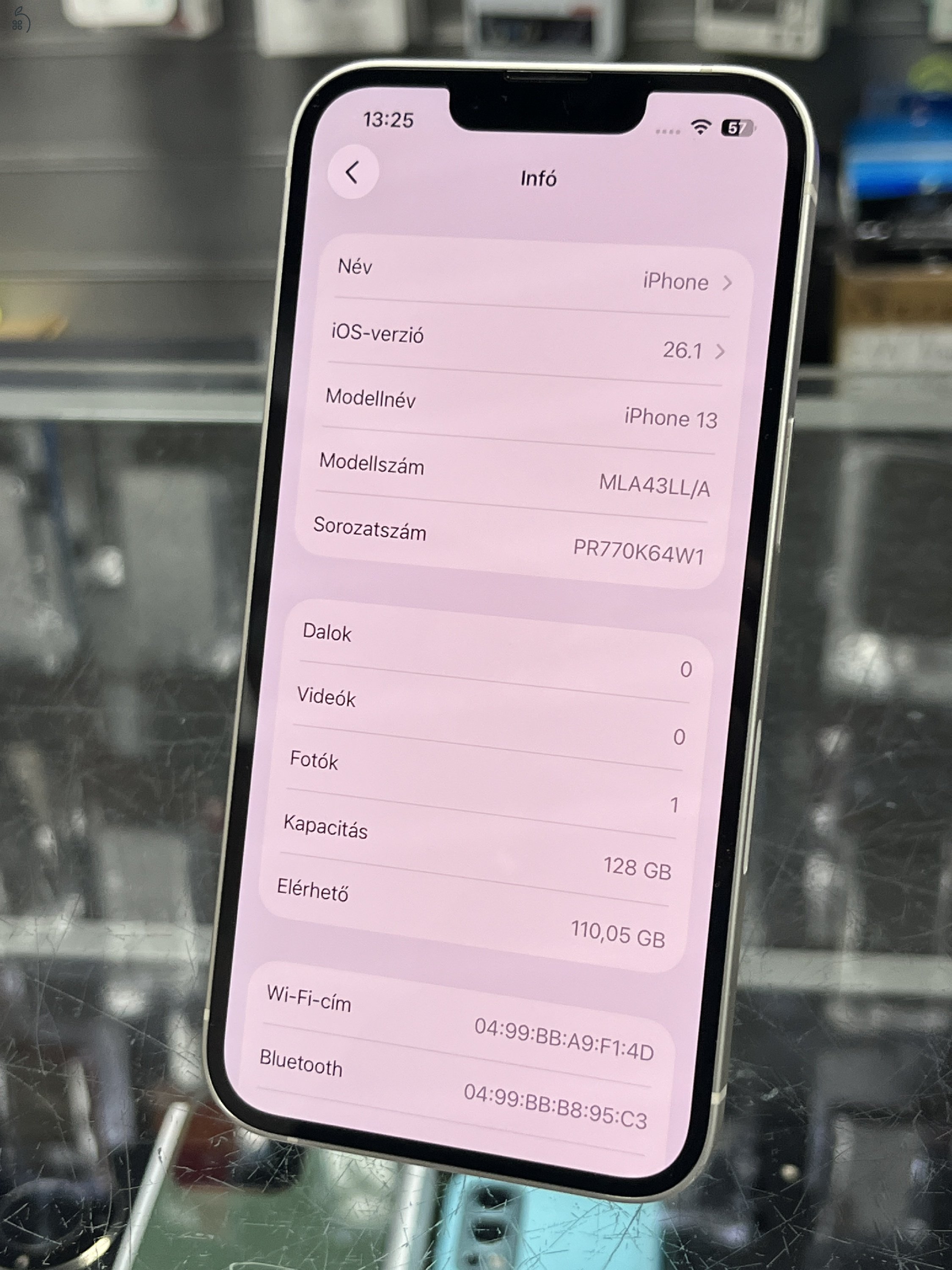 Iphone 13 128GB Fehér, 100% Új Akkuval, Garanciával, Üzletből