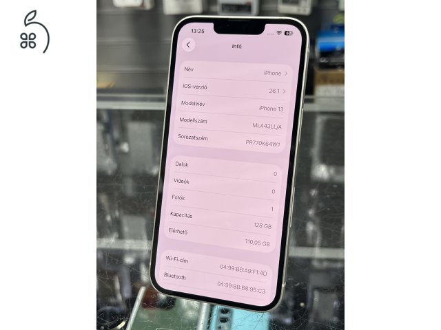 Iphone 13 128GB Fehér, 100% Új Akkuval, Garanciával, Üzletből