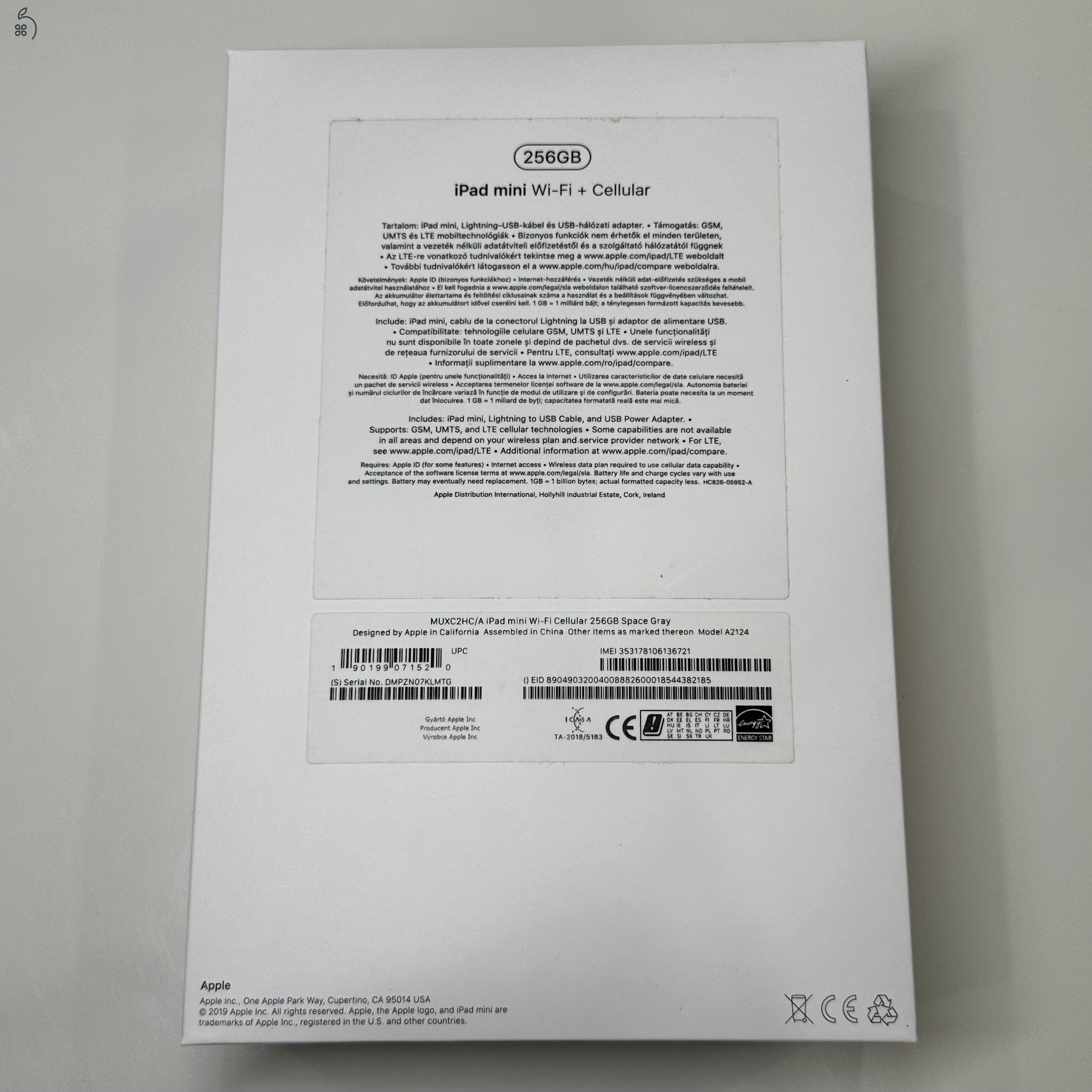 iPad Mini 5 wifi+cellular 256Gb space gray + smart cover