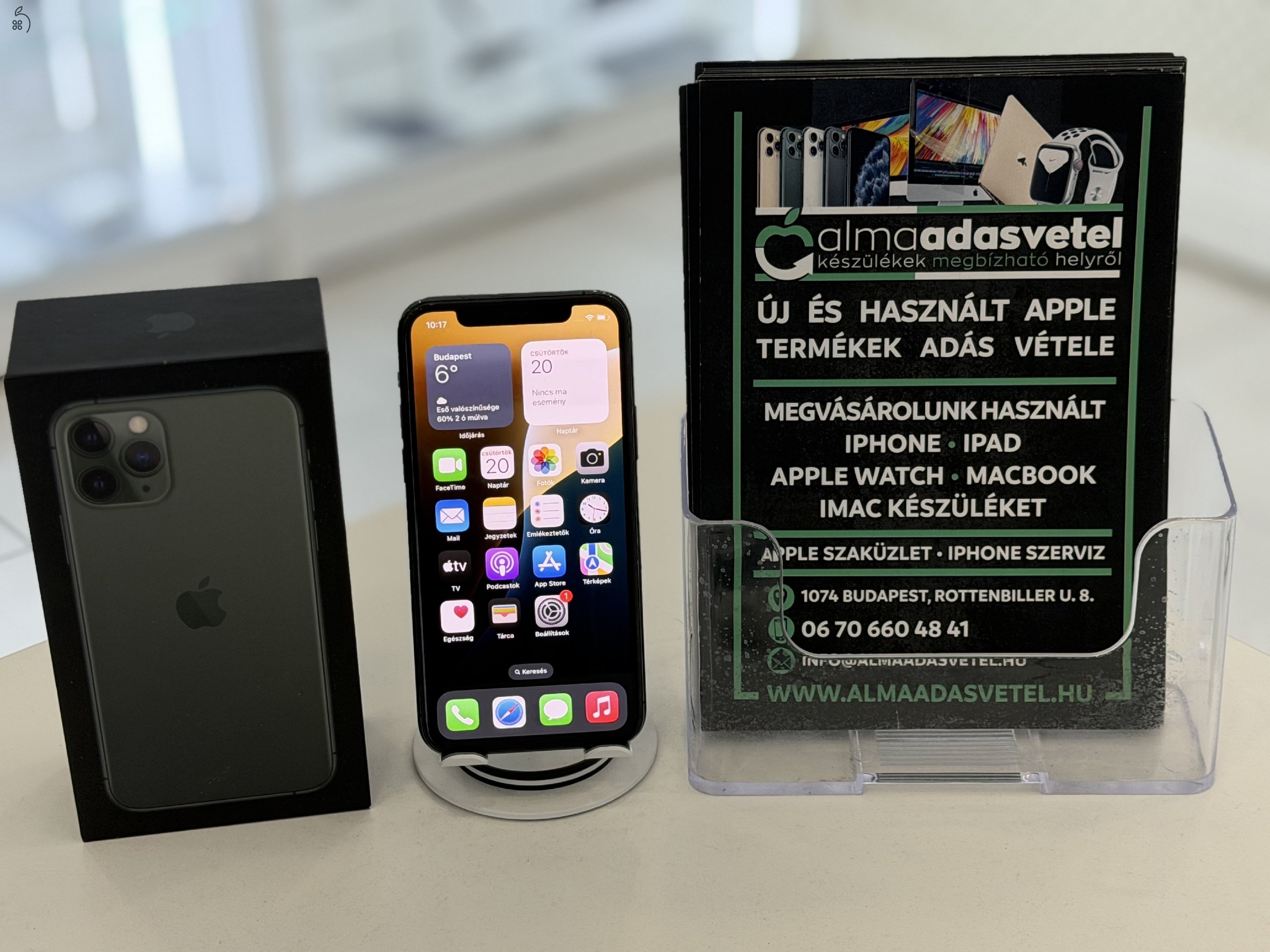 iPhone 11 Pro 64GB Fekete Független Használt/1-3 hónap gar./Akku 100%/p4581