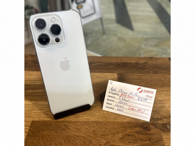 Apple iPhone 14 Pro - 128 GB - Silver - Új akku - ONLY E-SIM (38.)