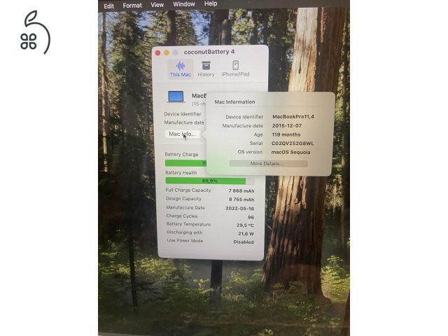 MacBook Pro Mid 2015 újszerű akkumulátorral