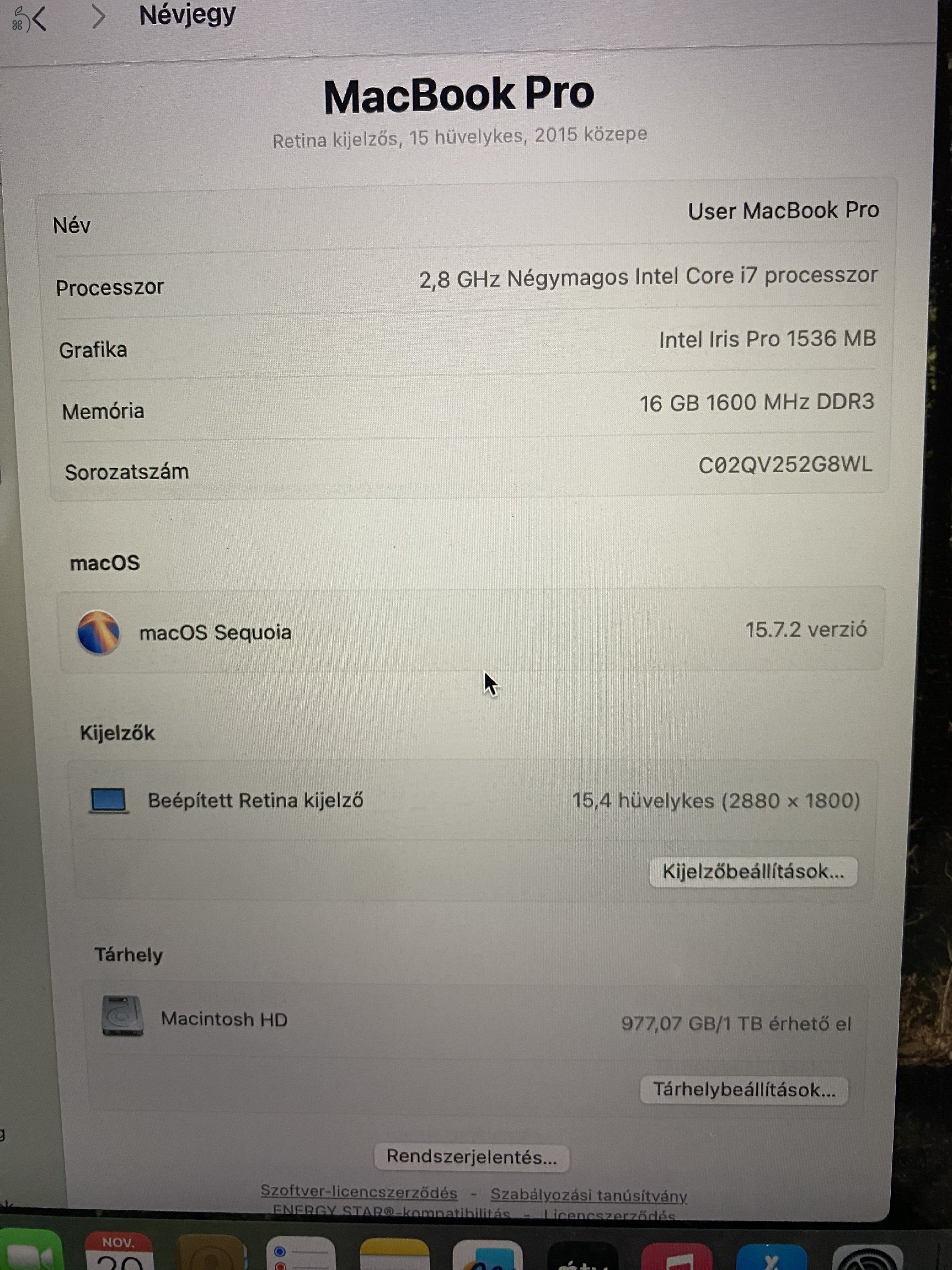 MacBook Pro Mid 2015 újszerű akkumulátorral