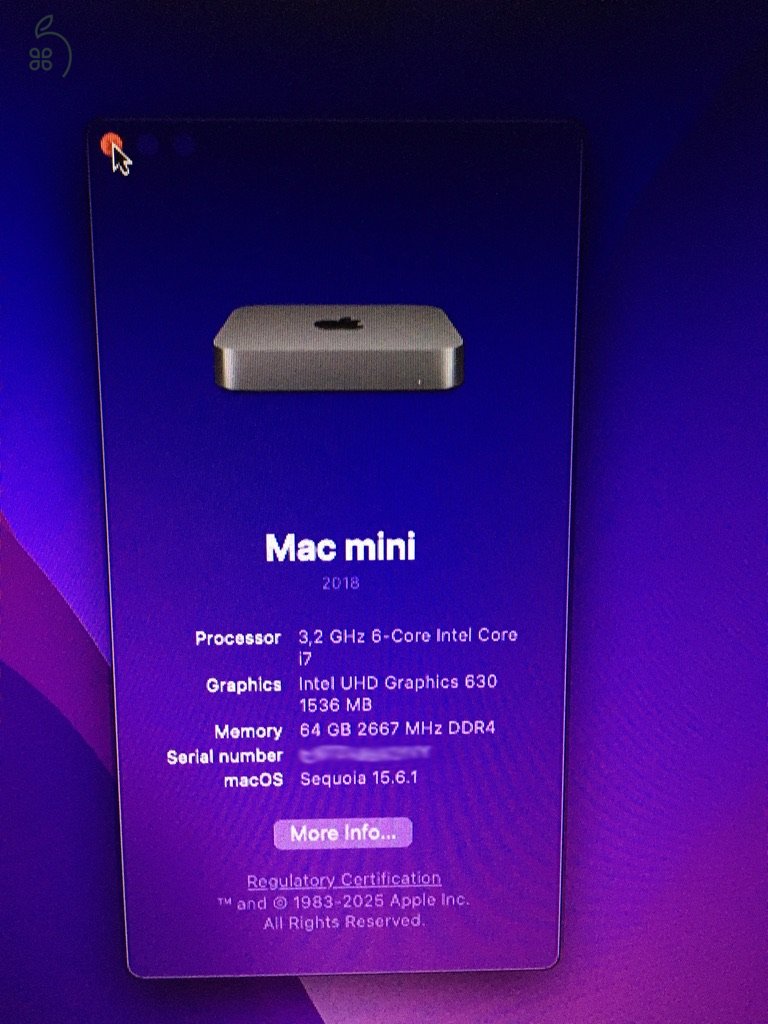 Mac mini 2018 i7 64Gb 1Tb