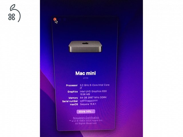 Mac mini 2018 i7 64Gb 1Tb
