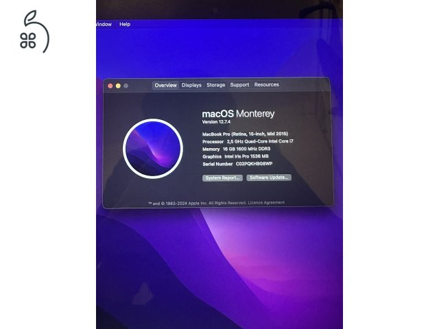 MacBook Pro 15” Retina Mid-2015 – 325 ciklusos akku!! i7/16GB/512GB SSD