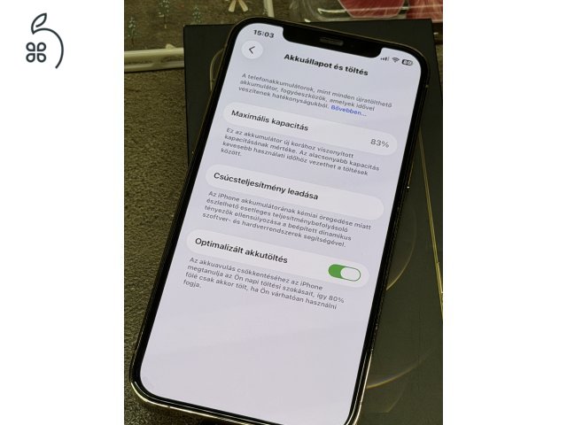 Eladó iPhone 12 Pro 128 GB Arany szín, gyönyörű állapotban,akkumulátor eredeti, állapota 83%. 