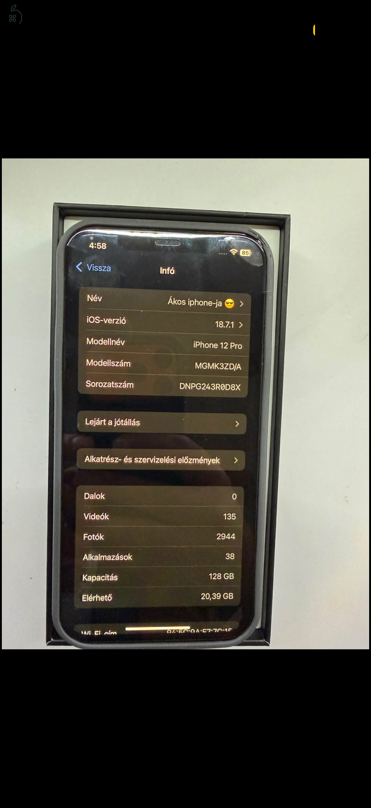 ???? iPhone 12 Pro 128GB – Hibátlan, kártya független!!!