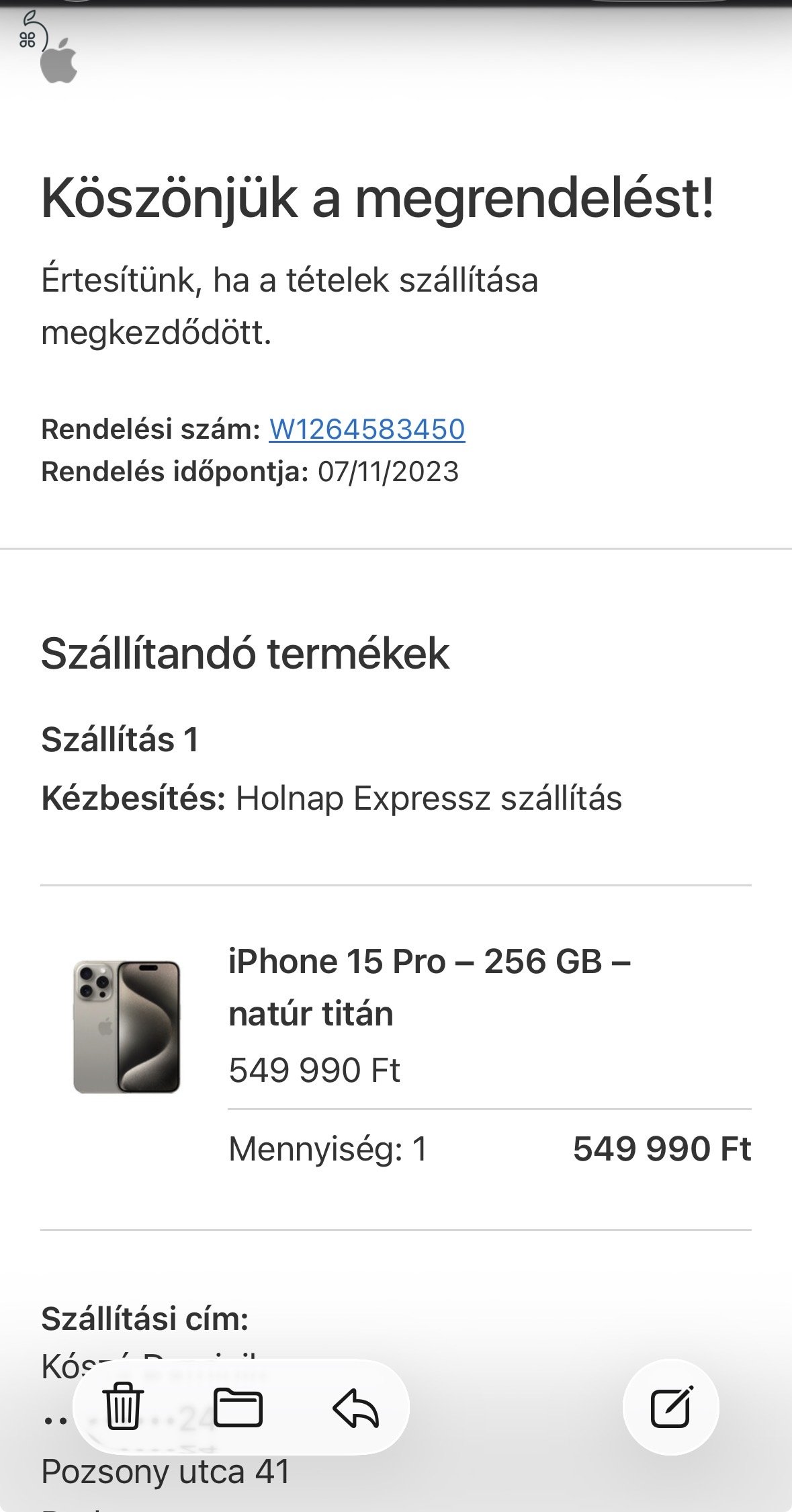 iPhone 15 Pro 256Gb 92% új állapot