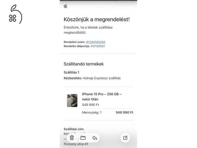 iPhone 15 Pro 256Gb 92% új állapot