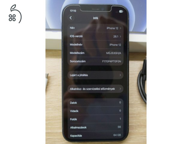 iPhone 12 64 GB kártyafüggetlen, fekete, újszerű állapot