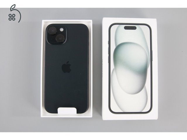 iPhone 15- 128 GB- Black, fekete – Új, sosem aktivált  + 40–50k extra
