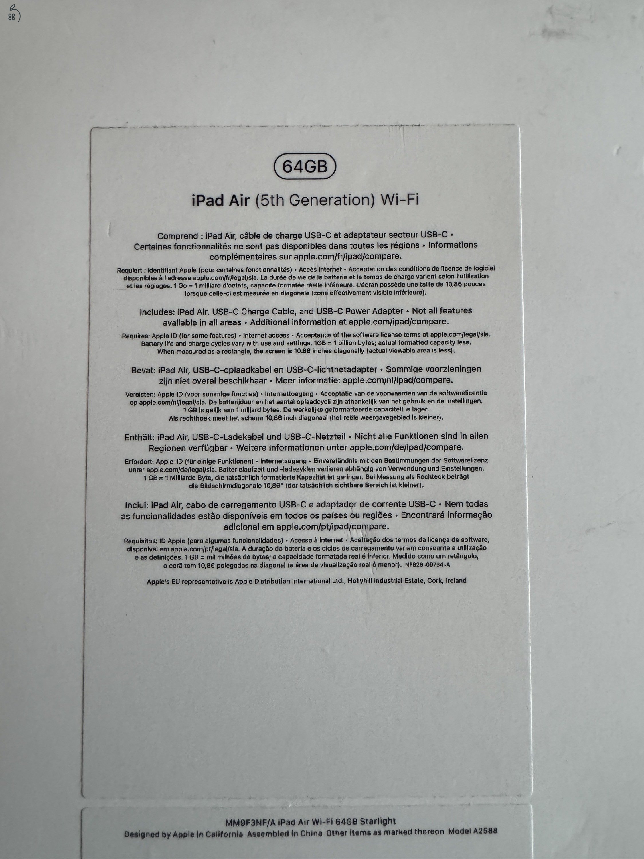 Eladó iPad Air 5. generáció – 64GB Wi-Fi – Starlight + Apple Pencil + eredeti Apple tok