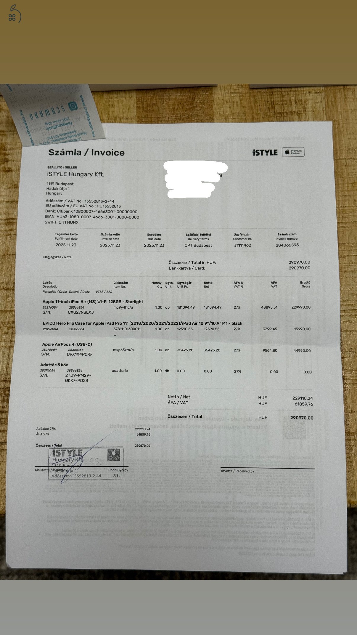 Eladó null kilométeres Ipad Air 11’ M3 128 gb -Starlight