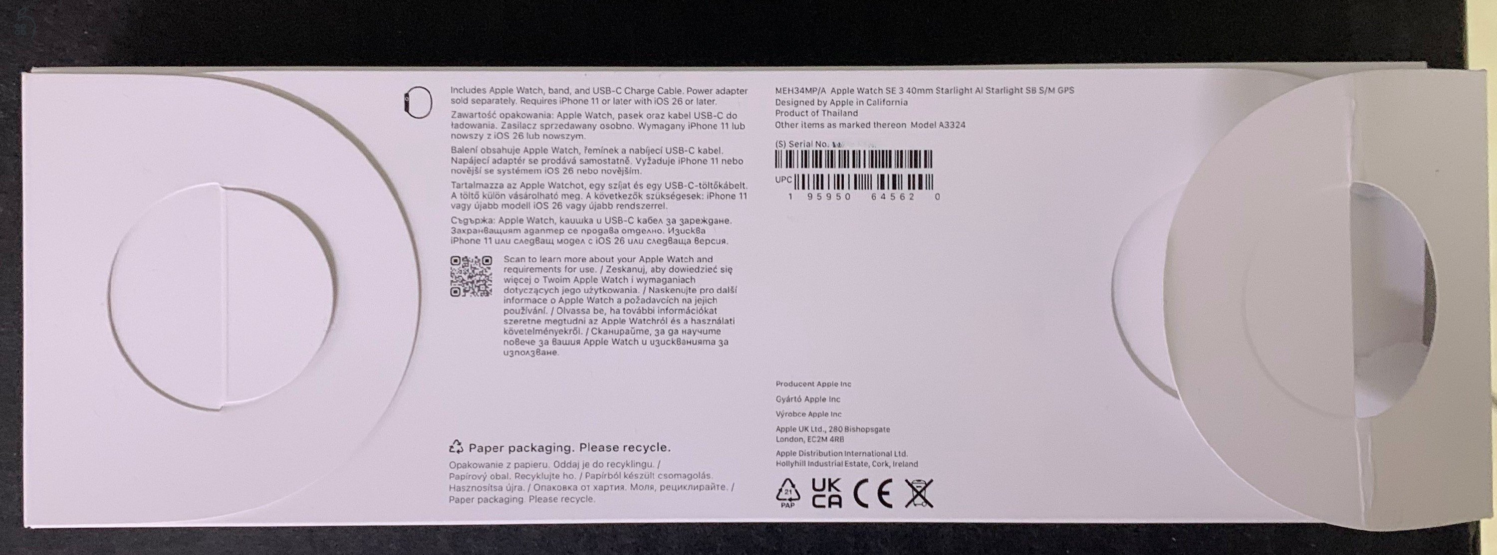 Apple Watch SE 3 GPS 40mm Starlight Aluminium Case with Starlight Sport Band - S/M	