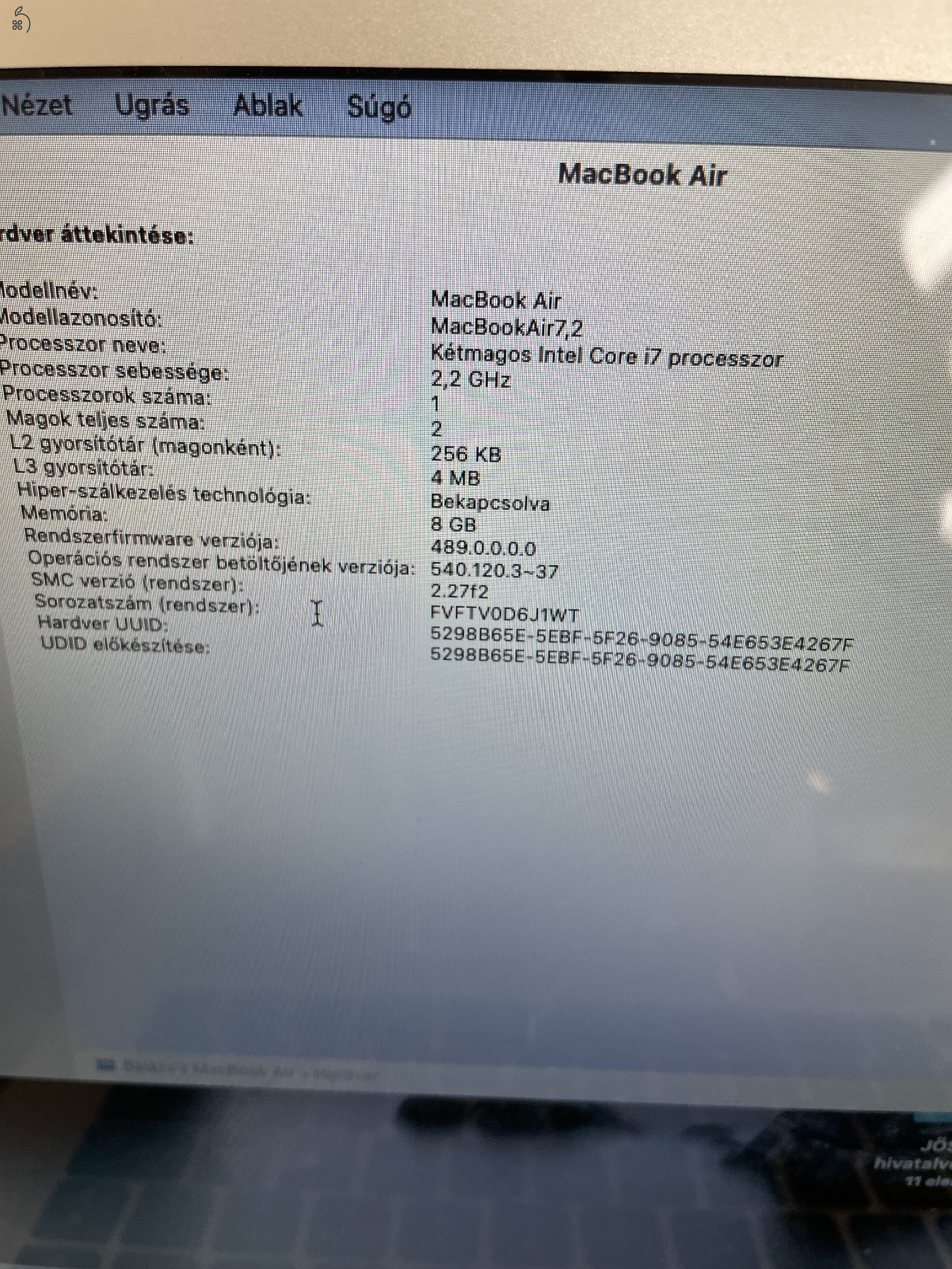 Ritka i7-es MacBook Air 13” (2015) - Jó akku, szép állapotban!