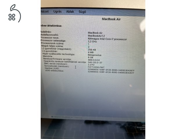 Ritka i7-es MacBook Air 13” (2015) - Jó akku, szép állapotban!