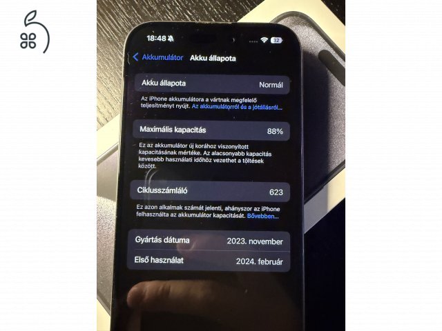 Apple Iphone 15 PRO 128GB Kék Titán szín