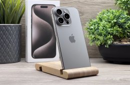 Hibátlan iPhone 15 Pro Natural Titanium 128GB 2 ÉV Garanciával Számlával 92% Akku