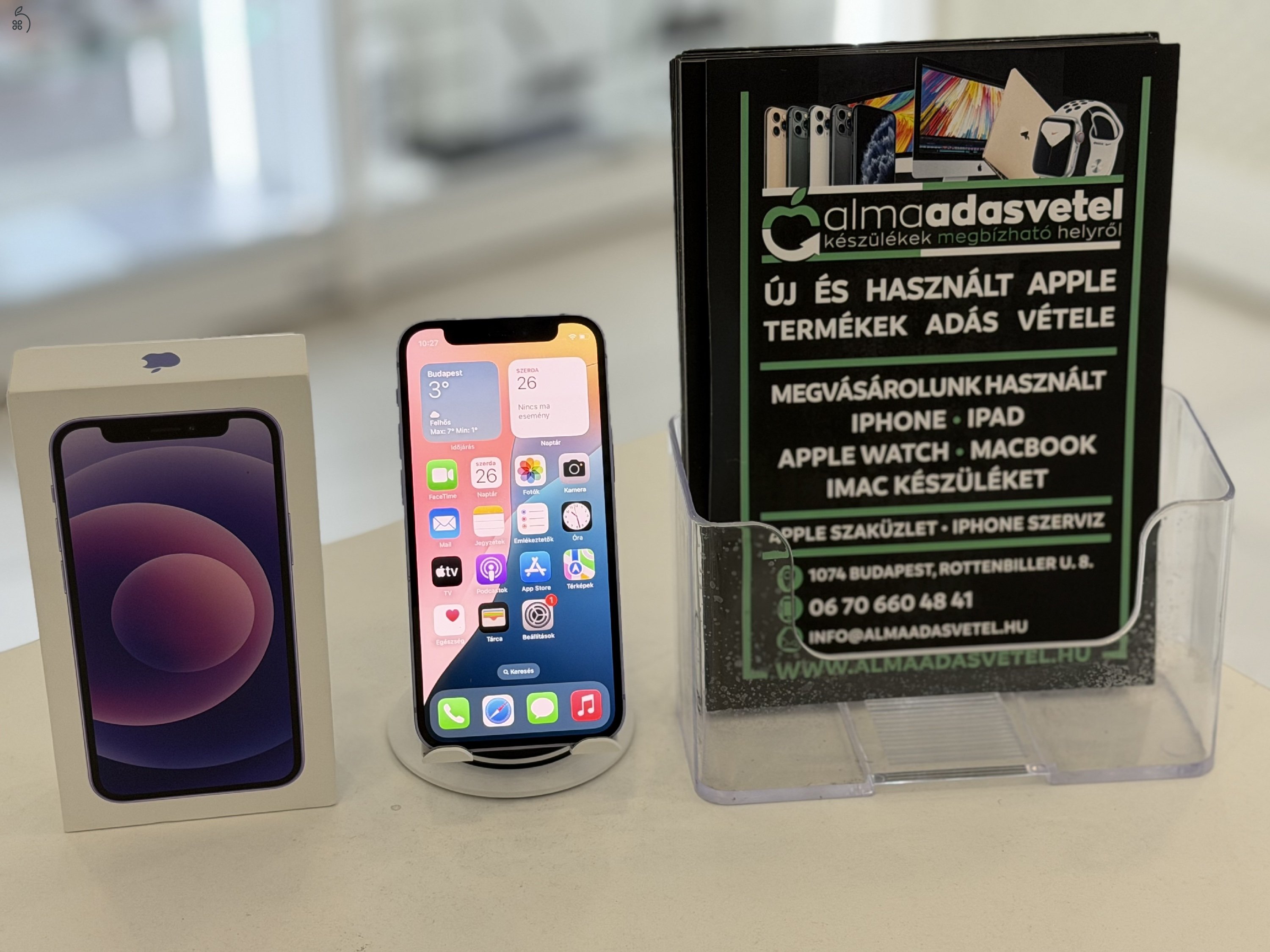 iPhone 12 Mini 128GB Független Újszerű/1-3 hónap gar./Akku 100%/p4598