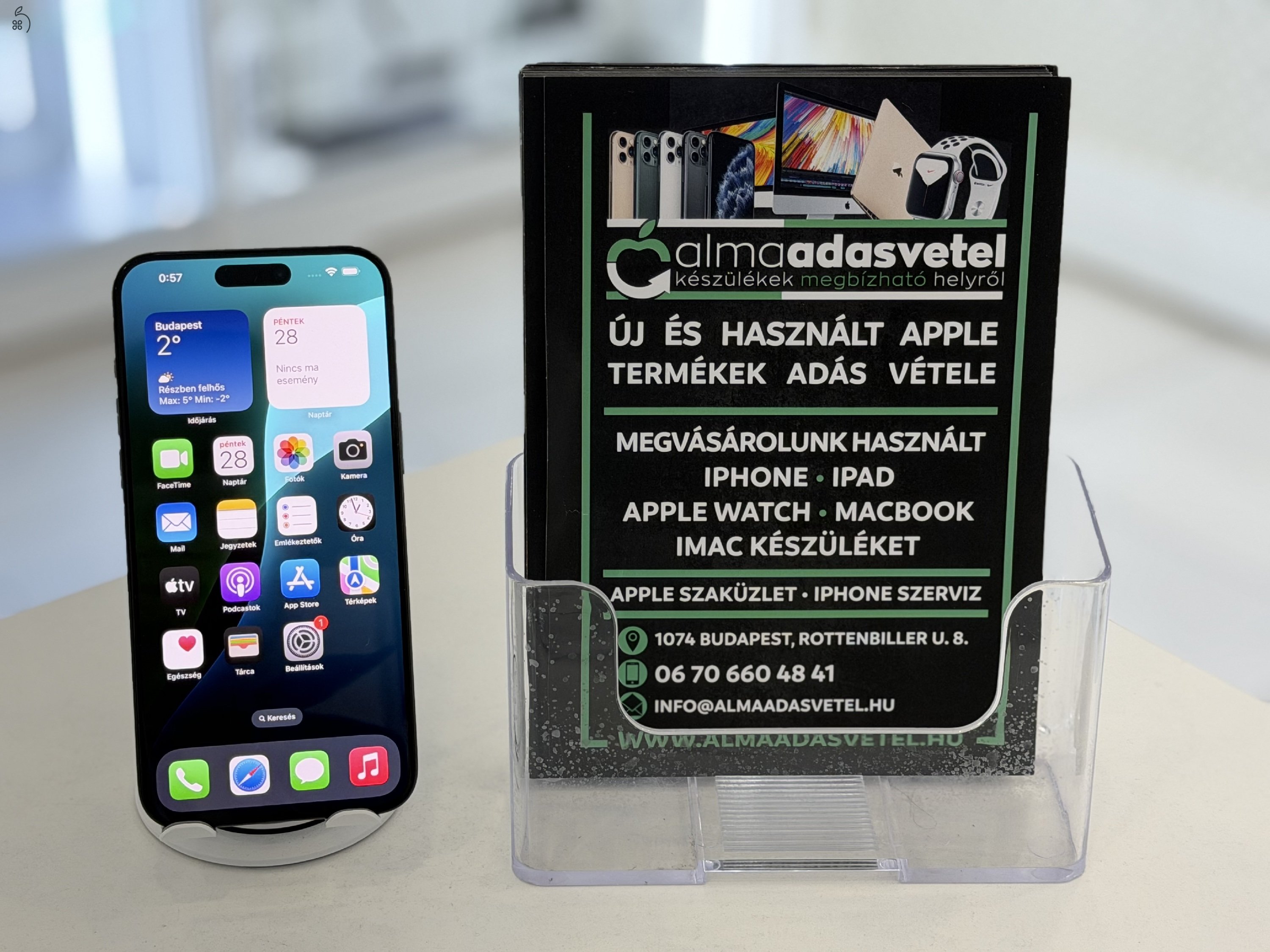 iPhone 15 Pro Max Vodafone/ Karcmentes/1-3 hónap gar./Akku 100%/p4606