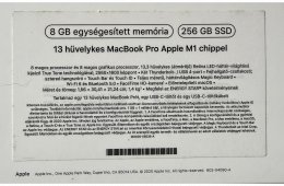 13” MacBook Pro (M1, 8GB / 256GB) – szép állapot, céges számlával, 27% ÁFÁ-val!