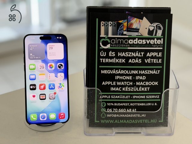 iPhone 15 Pro Max 256GB Vodafone Újszerű/1-3 hónap gar./Akku 88%/p4610