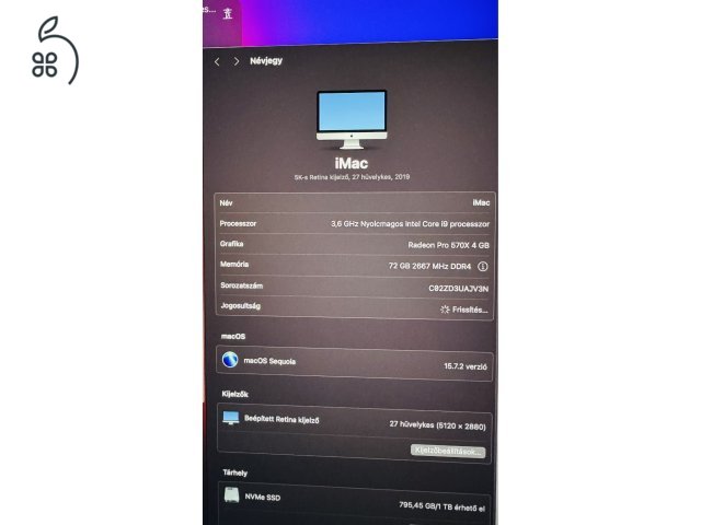 iMac 2019 i9-9900k 72gb ram 1Tb Nvme