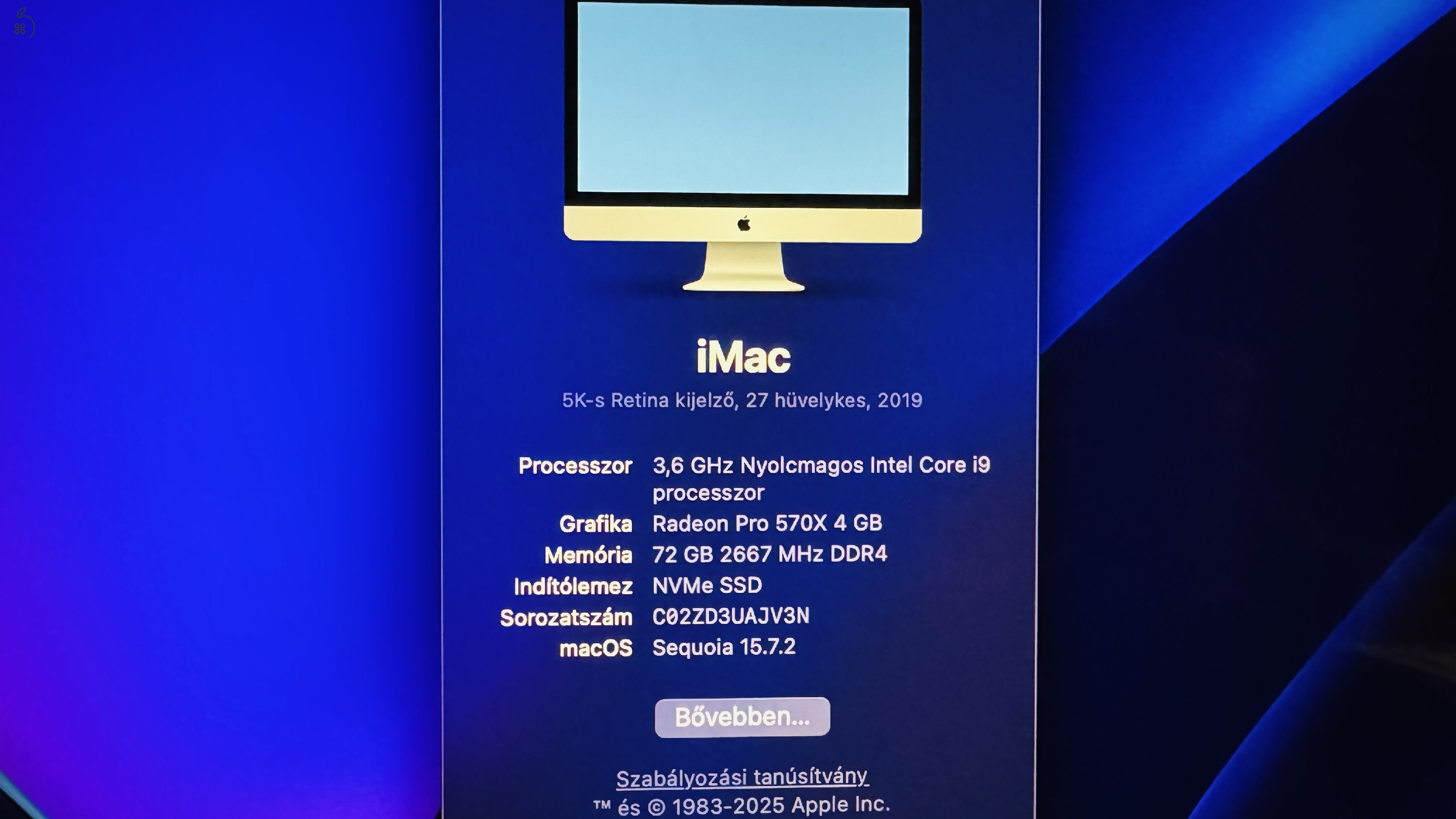 iMac 2019 i9-9900k 72gb ram 1Tb Nvme