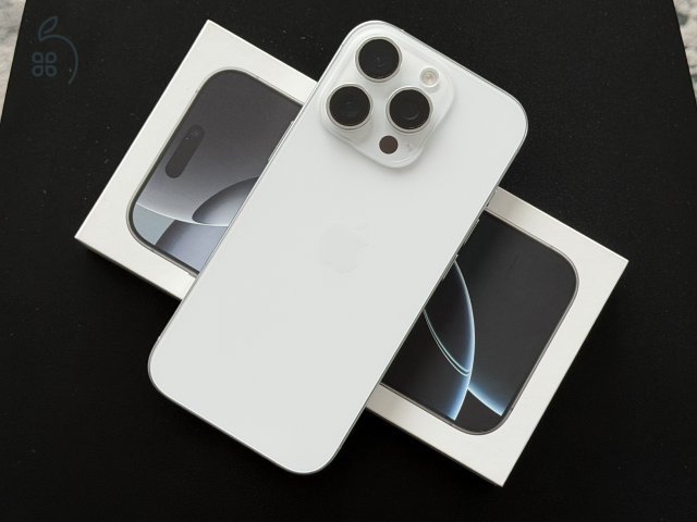 iPhone 16 Pro 256 GB Fehér Titán, garanciális 2027. szeptemberig