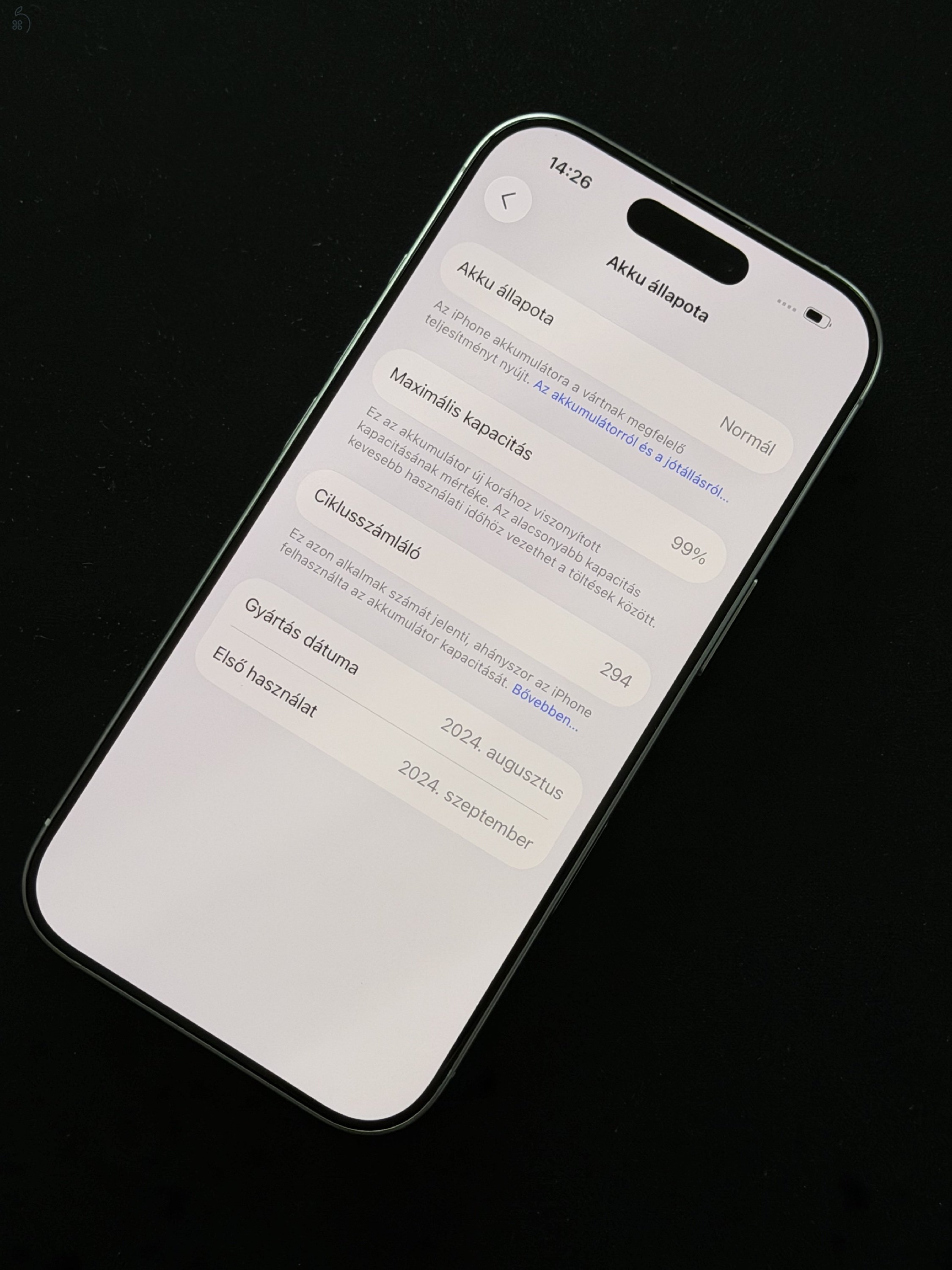 iPhone 16 Pro 256 GB Fehér Titán, garanciális 2027. szeptemberig
