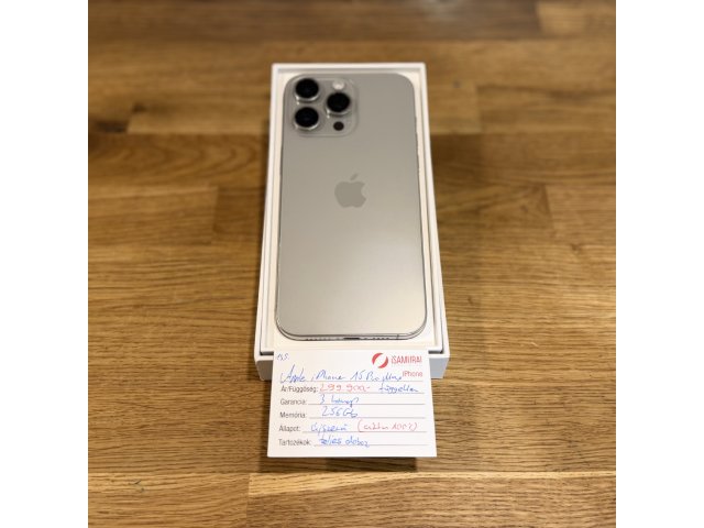 145. Apple iPhone 15 Pro Max  - 256GB - Natúr Titán - Akku 100%
