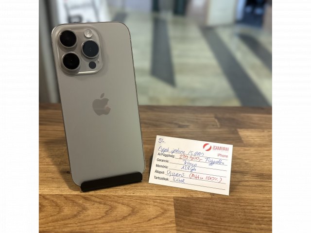 94. Apple iPhone 15 Pro - 128GB - Natúr Titán - Újszerű