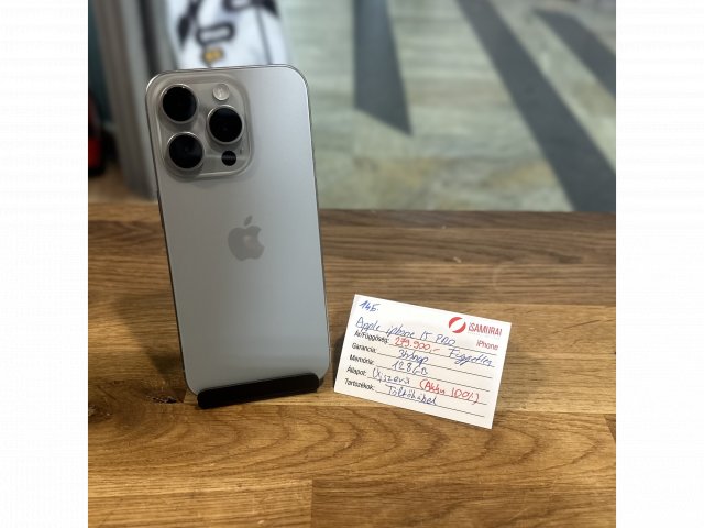 145. Apple iPhone 15 Pro - 128GB - Natúr Titán - Újszerű