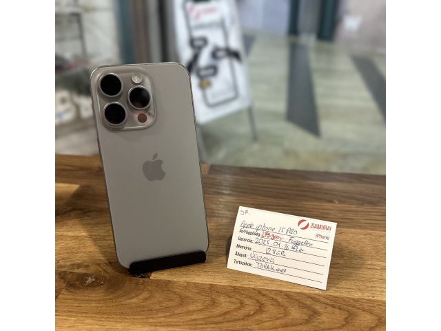 97. Apple iPhone 15 Pro - 128GB - Natúr Titán - Újszerű