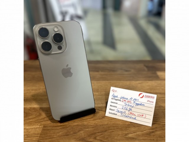 120. Apple iPhone 15 Pro - 256GB - Natúr Titán - Újszerű