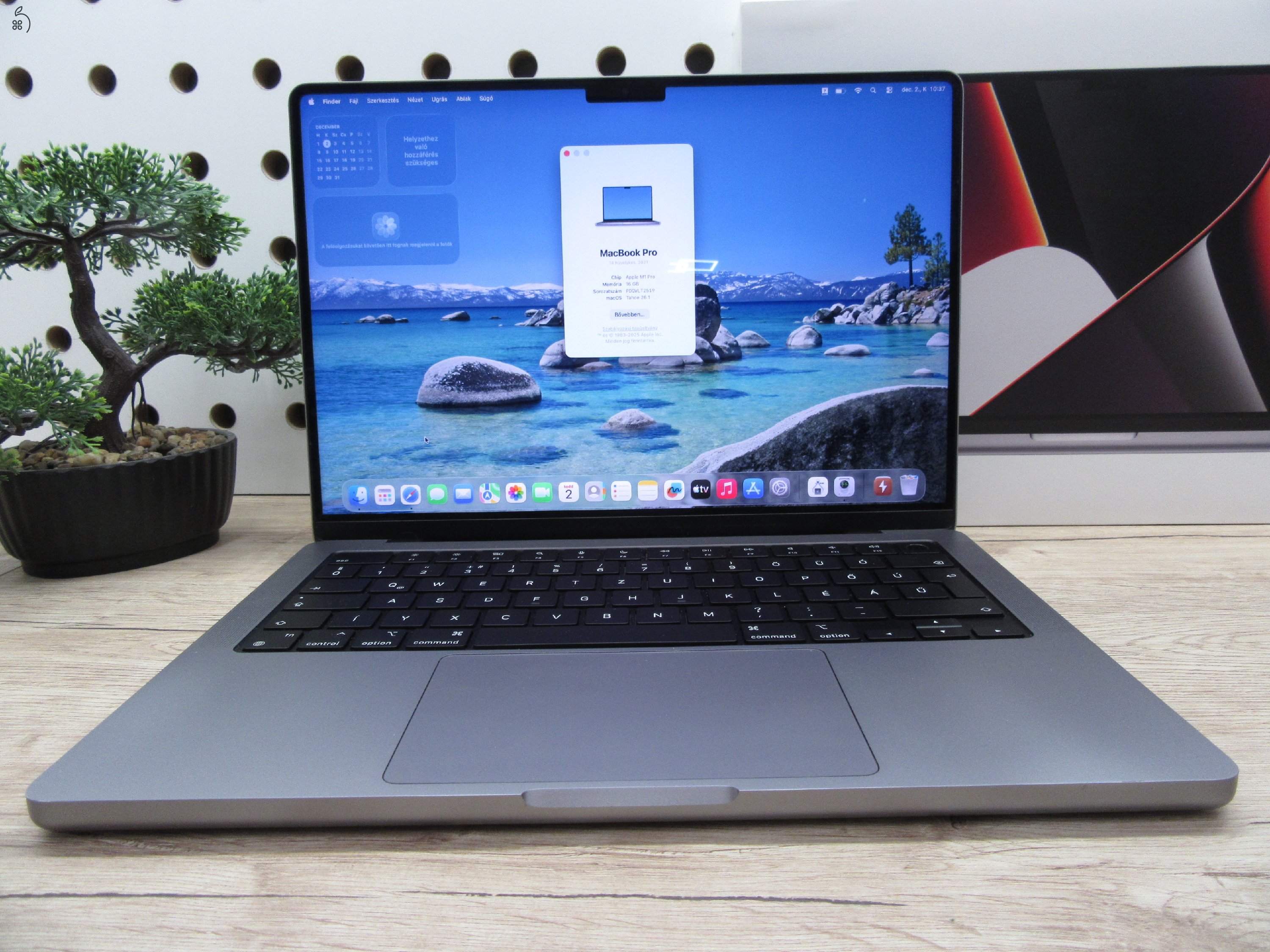 Apple MacBook Pro 14” (2021, M1 Pro) – Liquid Retina XDR + ProMotion 120 Hz, akár 17 óra – 16 GB RAM – 500 GB SSD – Használt, szép állapot – ~85% akku – 3 hónap garancia