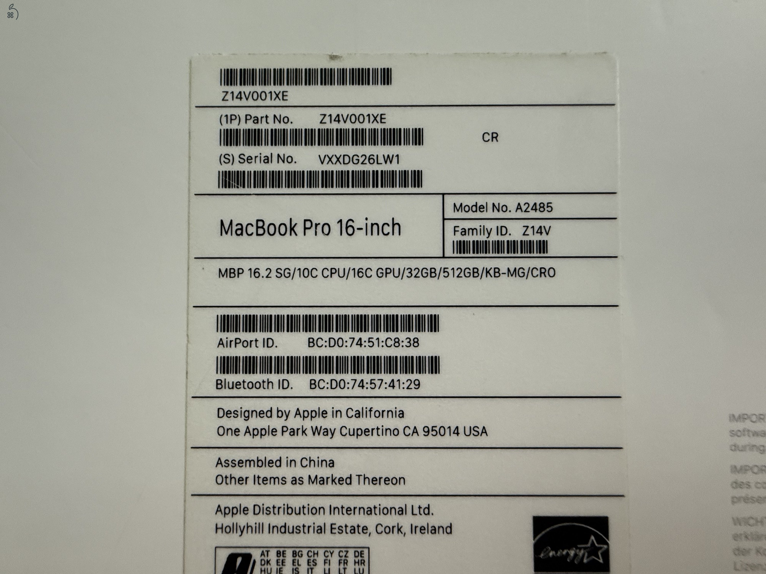 MacBook Pro 16” – Újszerű állapot • 512 GB SSD /32GB RAM/ Apple M1 Pro