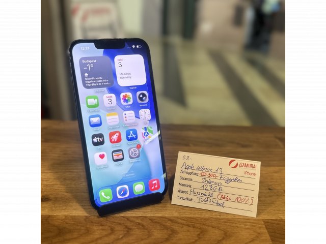 58. Apple iPhone 13 - 128 GB - Fekete- Akku 100%