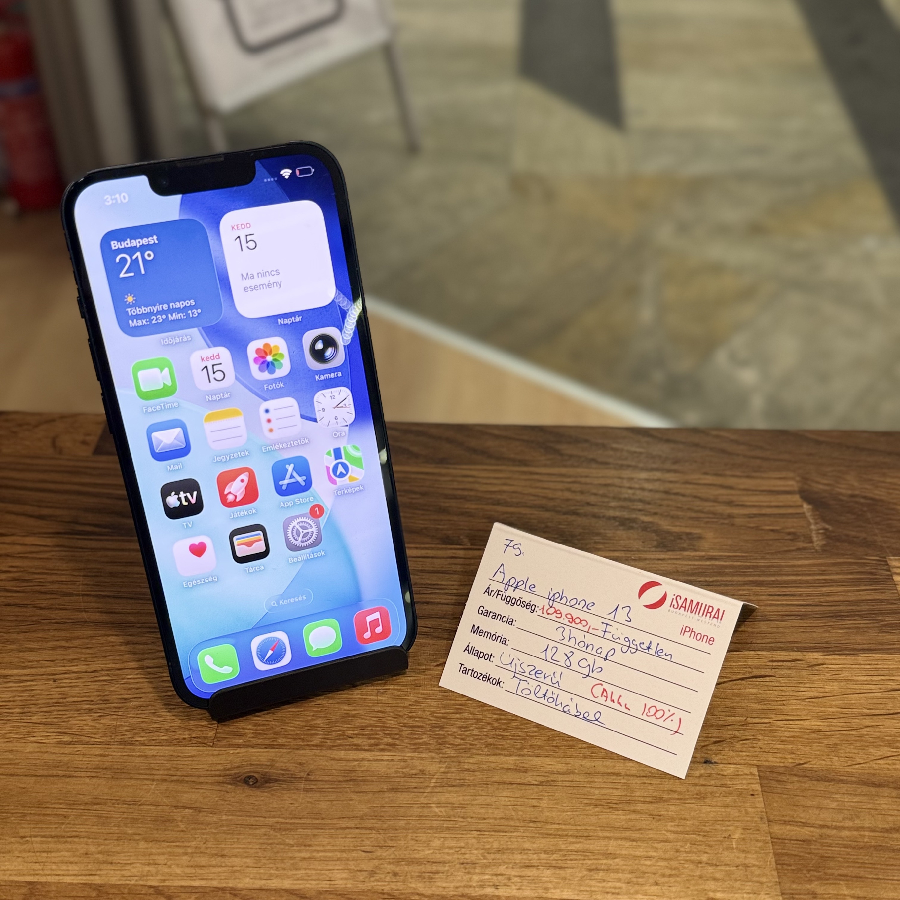 Apple iPhone 13 - 128 GB - Fekete- Akku 100% (79.)