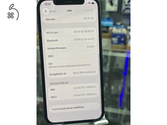 Iphone 12 64GB Független , 100%, ÚJ AKKU, Üzletből, Garancia