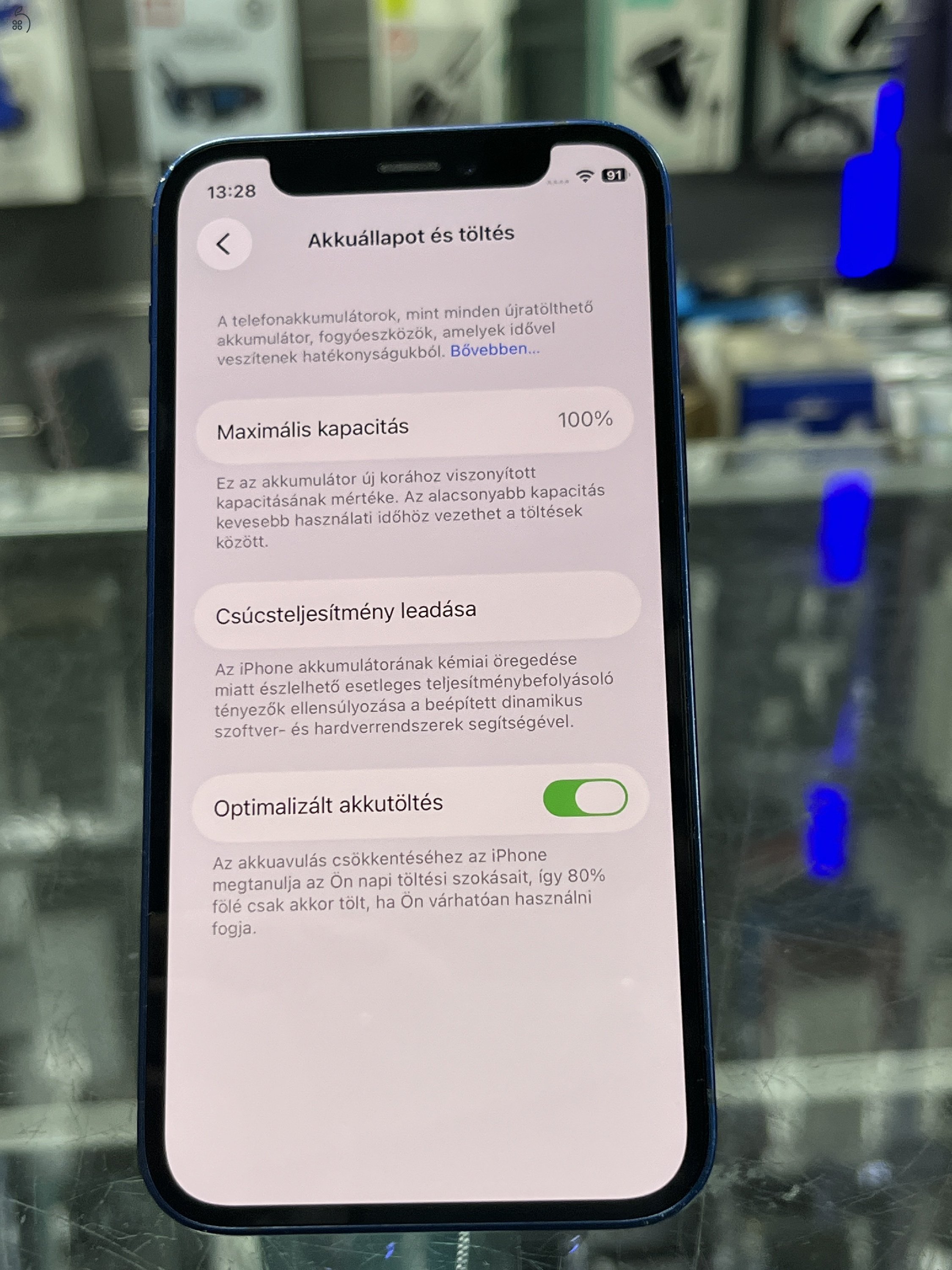 IPHONE 12 MINI 128GB, KÉK, AKKU, ÜZLETBŐL, GARANCIA
