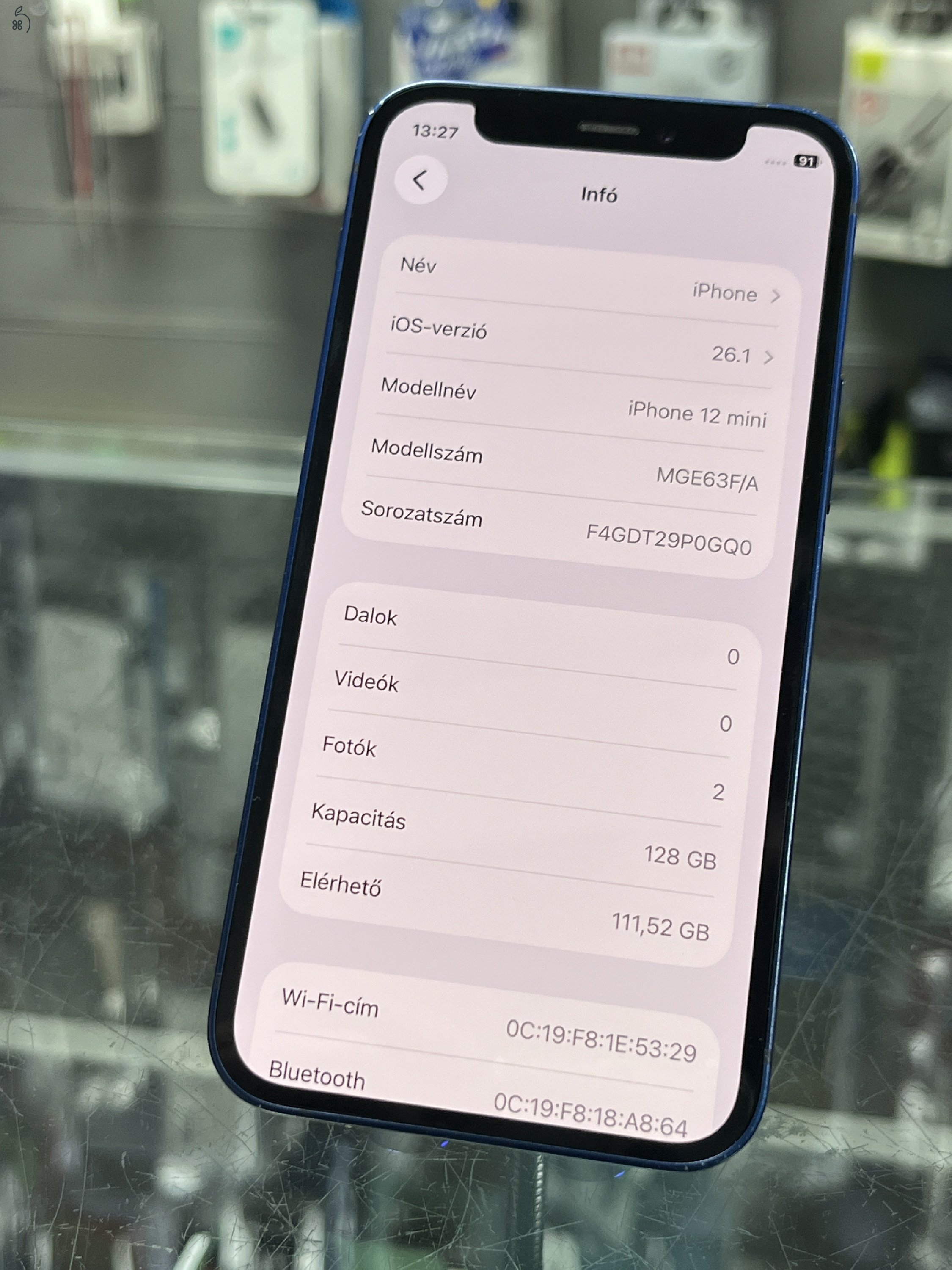 IPHONE 12 MINI 128GB, KÉK, AKKU, ÜZLETBŐL, GARANCIA