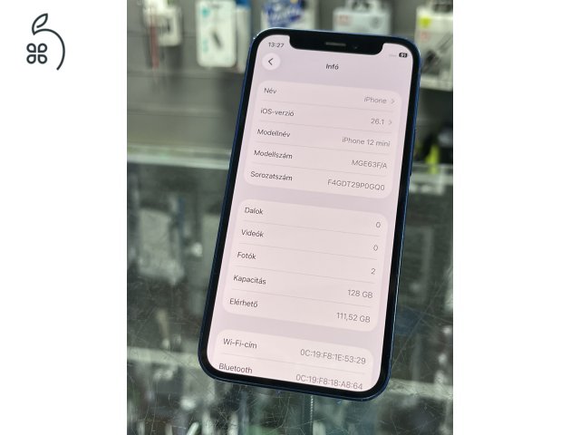 IPHONE 12 MINI 128GB, KÉK, AKKU, ÜZLETBŐL, GARANCIA