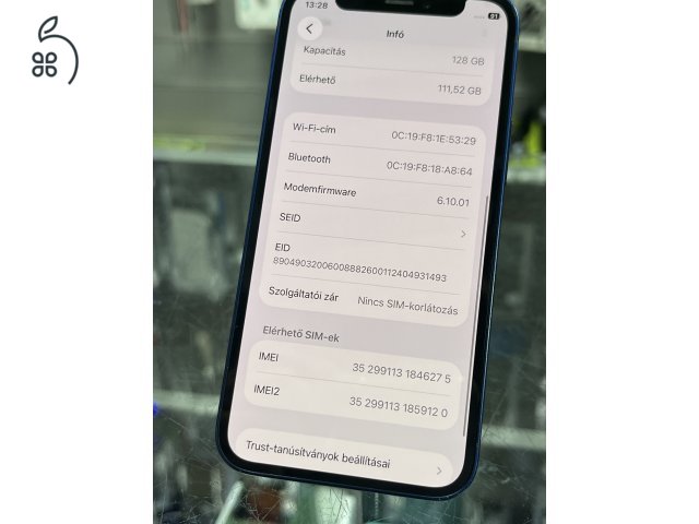 IPHONE 12 MINI 128GB, KÉK, AKKU, ÜZLETBŐL, GARANCIA