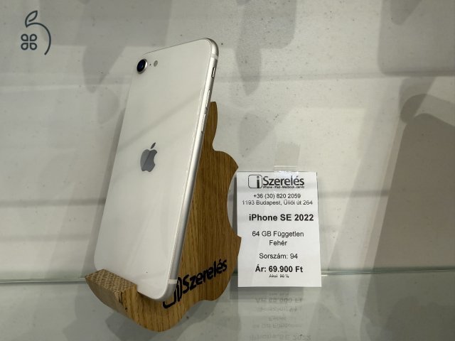 iPhone SE 2022 64GB független fehér akku 90% (94) iSzerelés.hu